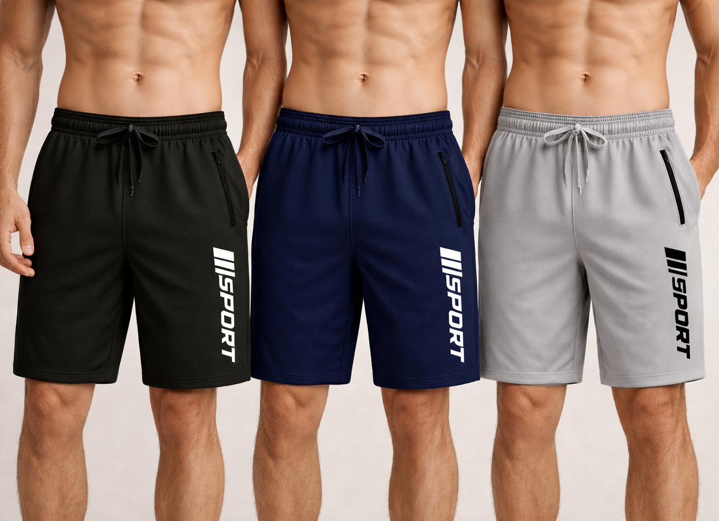 Mens sports gym shorts pack of 3
